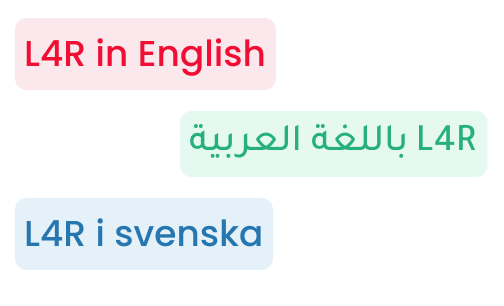 Image that shows multiple languages including Arabic, English, and Swedish.